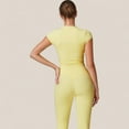 thumbnail image 5 of Women's Fitted Crop Active Tee Short Sleeve Round Neck Stretch Performance Fabric - X Large, Yellow, 5 of 7