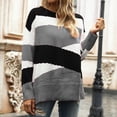 thumbnail image 3 of Suéter con bloques de color Poliéster Cómodo Transpirable Mujer Patchwork Patrón geométrico Top para otoño invierno Gris M, 3 of 6