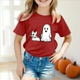 thumbnail image 2 of HCNTES Toddler Baby Girls Boys Halloween Shirts Ghost Pumpkin Graphic T-Shirt Kids Spooky Season Short Sleeve Tee Tops(8-9 Years,O125-Red), 2 of 5