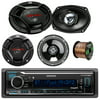 "Kenwood KMMBT322U Car Stereo Bluetooth Digital Receiver Bundle Combo With 2x JVC CS-DR6930 6x9"" 3-Way Vehicle Coaxial Speakers + 2x CS-DR620 6.5"" 2-Way Audio Speakers + Enrock 50Ft 16g Speaker Wire