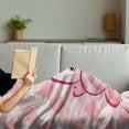 thumbnail image 3 of Baby Soft Flannel Fleece Throw Blanket, Diagonal Stripes Diamond Pattern with Bunny Giant Heart Plaid, Cozy Plush for Indoor and Outdoor Use, 50" x 70", Pale Pink Rose Magenta, by Ambesonne, 3 of 5