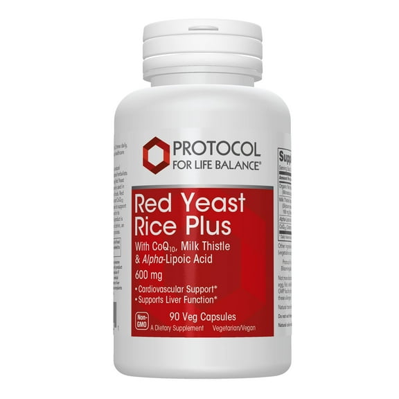 Protocol Red Yeast Rice Plus 600mg - ALA, CoQ10 - Heart, Liver - 90 Veg Caps