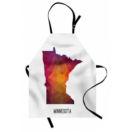 

Minnesota Apron Low Poly Effect Minnesota State Map Silhouette in Ombre Colors Triangular Mesh Unisex Kitchen Bib with Adjustable Neck for Cooking Gardening Adult Size White Purple by Ambesonne