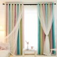 thumbnail image 1 of serony Hollow Star Design Double Layer Window Curtain Gauze Light Transmitting Curtain Light Blocking Drape 1x2m Rod Type, 1 of 6