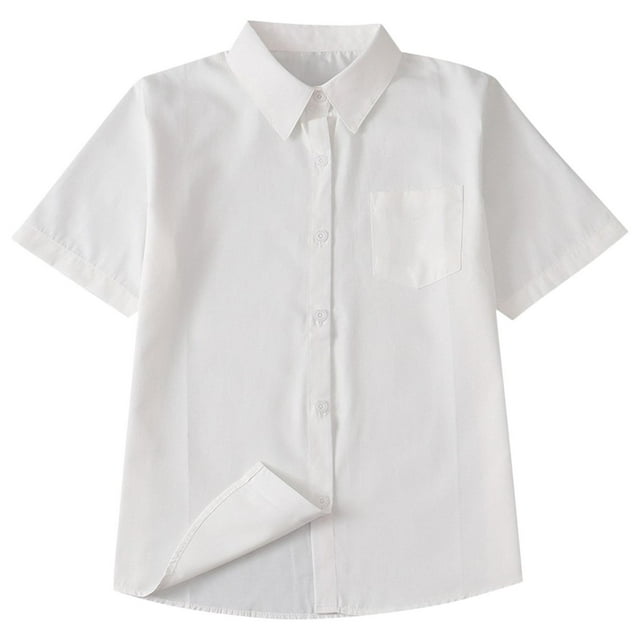 Timegard Chemises Habillées pour Garçons Manches Courtes Formelles Classiques Boutonnées T-Shirt Coton Confortable avec Poche