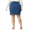 thumbnail image 3 of Agnes Orinda Women's Plus Size Denim Skirt Ripped Embroidered A-Line Jean Skirts with Pocket Medium Blue 2X, 3 of 5