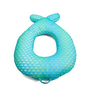 Big Joe Magical Mermaid Ring Float No Inflation Needed Round Pool Float with Mermaid Tail, Aqua Scales Double Sided Mesh, Quick Draining Fabric, 5 feet Big