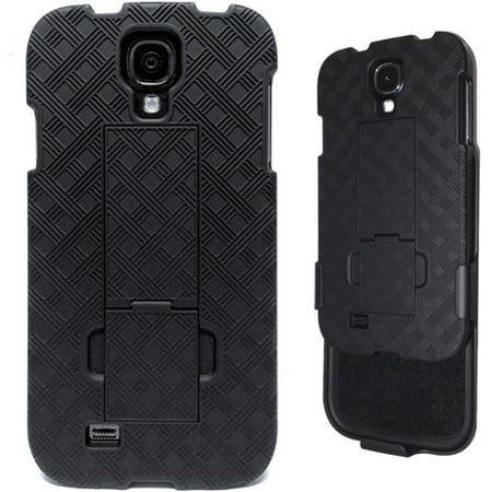 Samsung Galaxy S4 Black Hard Shell Combo Case Defender Carrying Holster Rotating Belt Clip (Samsung S4 Best Price)
