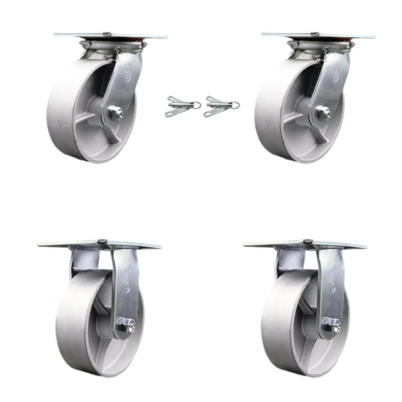 6 Inch Semi Steel Caster Set with Ball Bearing 2 Swivel Lock and 2 Rigid SCC