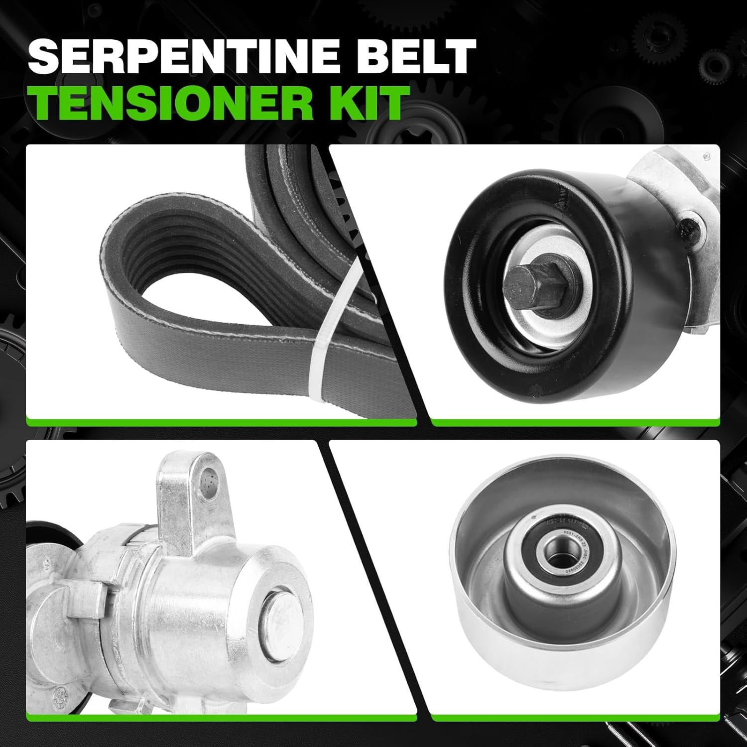 11955JA10D Engine Drive Belt Tensioner Idler Pulley Serpentine Belt Kit Compatible with 2009-2015 Nissan Maxima 3.5L V6 Replace 39155 11925JA100 11955JA10A 11925JA11A 7PK1705