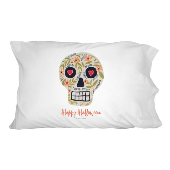 Happy Halloween Fun Floral Skull Novelty Bedding Pillowcase
