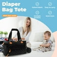 thumbnail image 3 of Oxford Cloth Baby Changing Bag Large Capacity Nappy Tote Bag with Removable Shoulder Strap Easy Access Diaper Handbag for Camping, 3 of 10