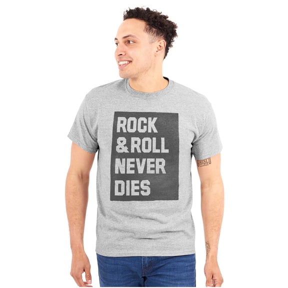 Rock N Roll Never Dies Metal Hardcore Plus Size Crewneck Graphic Tee Shirt Brisco Brands 2X