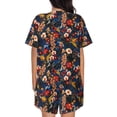 thumbnail image 3 of Naloa Vintage Floral Women's Short-Sleeved Pajama Set, Loungewear, Summer pajamas, Breathable Cozy - Large, 3 of 9