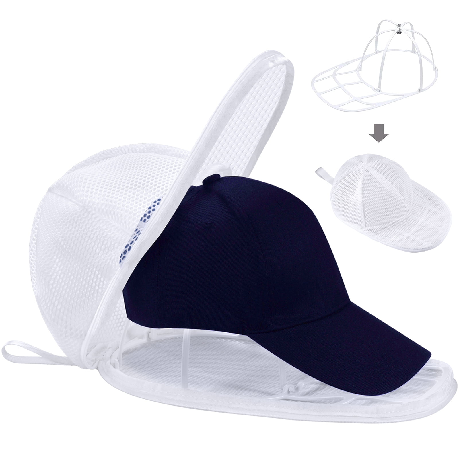 TSOMEI Hat Cleaner for Baseball Cap Foldable Hat Washer Rack for Washing Machines 2 Pcs Black+White