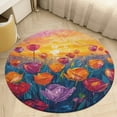 thumbnail image 4 of Vibe Blooming Tulips Round Rugs -Washable Non-Slip Small Round Area Rug Throw Soft Circle Rugs for Bedroom, Modern Print Indoor Carpet for Entryway Sofa Living Room, 4 of 6