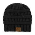 thumbnail image 5 of Zando Winter Satin Lined Beanie Hats for Women Men Soft Stretch Cable Knit Beanie Warm Slouchy Beanie Hat Black, 5 of 7