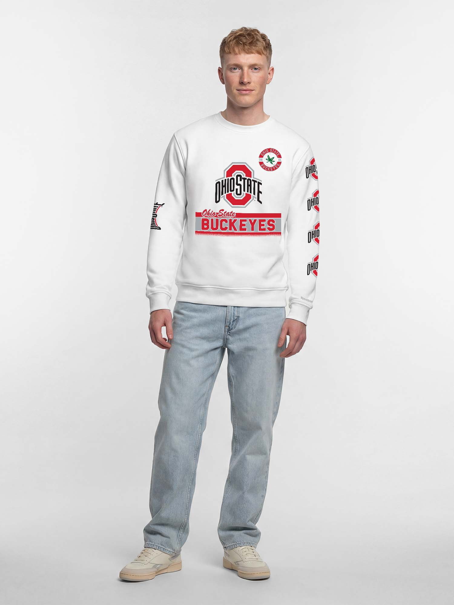 Ohio State Buckeyes Reebok Mens White Crew Sweatshirt