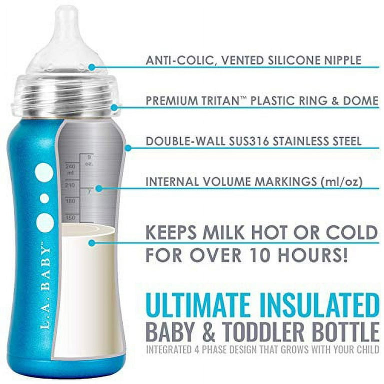 Ultimate Stainless Steel Baby Bottle 9oz Insulated Baby Bottle, Insulate  Milk for 10+ Hours, Non-Toxic Food-Grade Stainless Steel & Food-Grade  Silicone Slow Flow Nipple