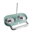thumbnail image 2 of Comedero para Pájaros Comedero de Jaula Colgante con Doble Cuenco de Acero Inoxidable Estación de Alimentación para Loros Apto para Aves Pequeñas Y Me Ronda verde, 2 of 8