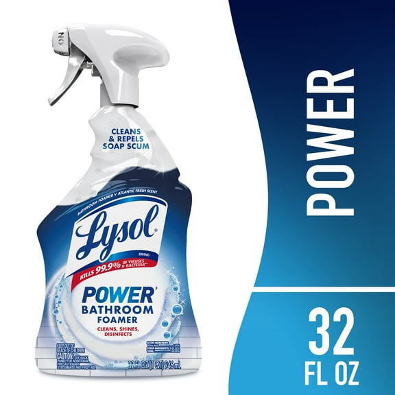 Lysol Power Foaming Cleaning Spray for Bathrooms, Foam Cleaner Bathrooms, Showers, Tubs, 32 fl oz