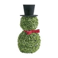 thumbnail image 2 of Snowman Topiary Christmas Decor 15.75 Inch Artificial Snowman Shaped Tree with Red Bow Santa Hat Boxwood Topiaries for Indoor Outdoor Home Porch Table Decorations, 1PC, 2 of 7