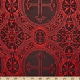 thumbnail image 4 of Liturgical Satin Jacquard Brocade Church Cross Ecclesiastical Floral (60 Inch) Fabric By The Yard - For Sewing Apparel, Accessories, & Décor - Red / Black (1 Yard), 4 of 4