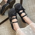 thumbnail image 6 of Samdudou Mary Janes Shoes for Women Closed Toe Round Front Multiple Criss Cross Buckle Straps Sweet Bowknot Decor Polka Dot Print Casual Walking Everyday Footwear, 6 of 8