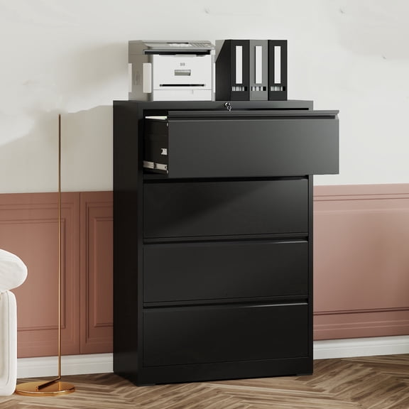 Dtwnek 4 Drawer Lateral File Cabinet Heavy Duty Metal Filing Cabinet for Letter/A4 Files, 35.4 Inch Wide Locking File Cabinet for Home Office