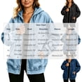 thumbnail image 2 of qafoshin Denim Jacket for Women Zipper Hooded Drawstring Denim Coat Oversized Long Sleeve Fall Trendy Outfits, 2 of 7