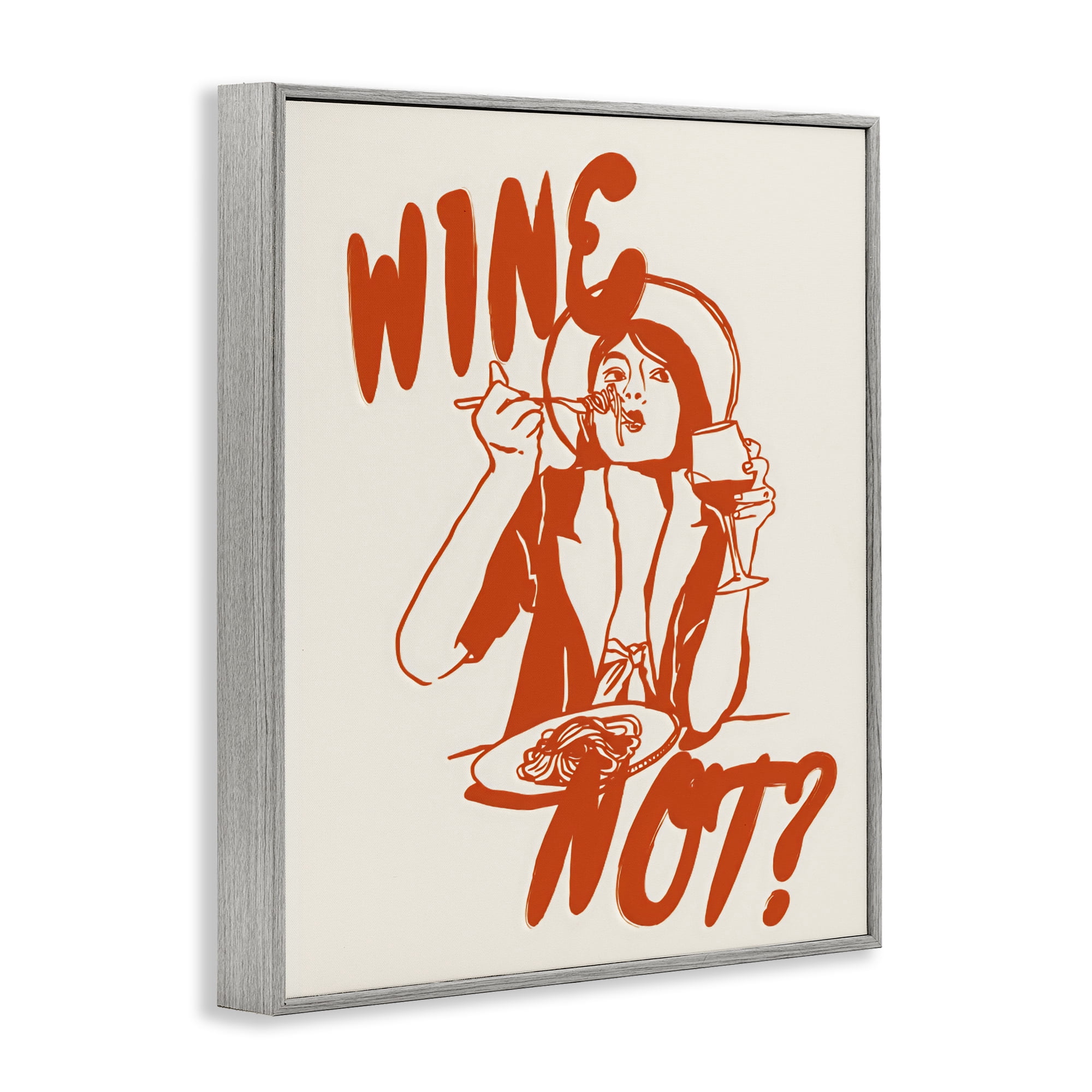 Stupell Industries Wine Not Retro Meal Time Gray Framed Giclee Art, design by The Prints Vibe