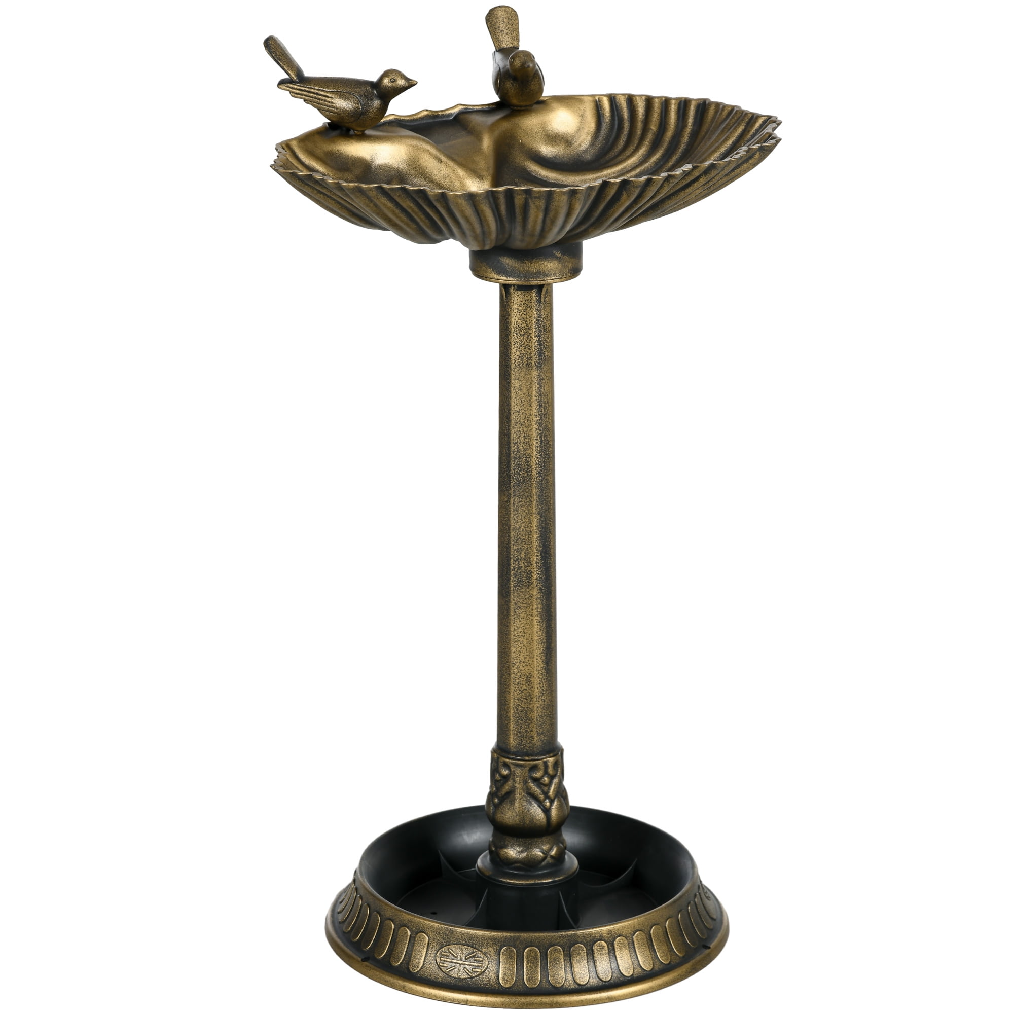 Outsunny Antique Bird Bath with Planter Pedestal, Vintage Decorative Birdbath, Bird Feeder Bowl, Bronze
