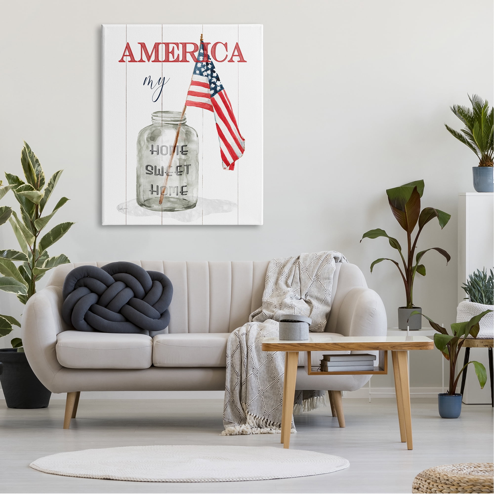 Stupell Industries America My Home Sweet Home Patriotic Country Flag, 36 x 48, Design by Livi Finn