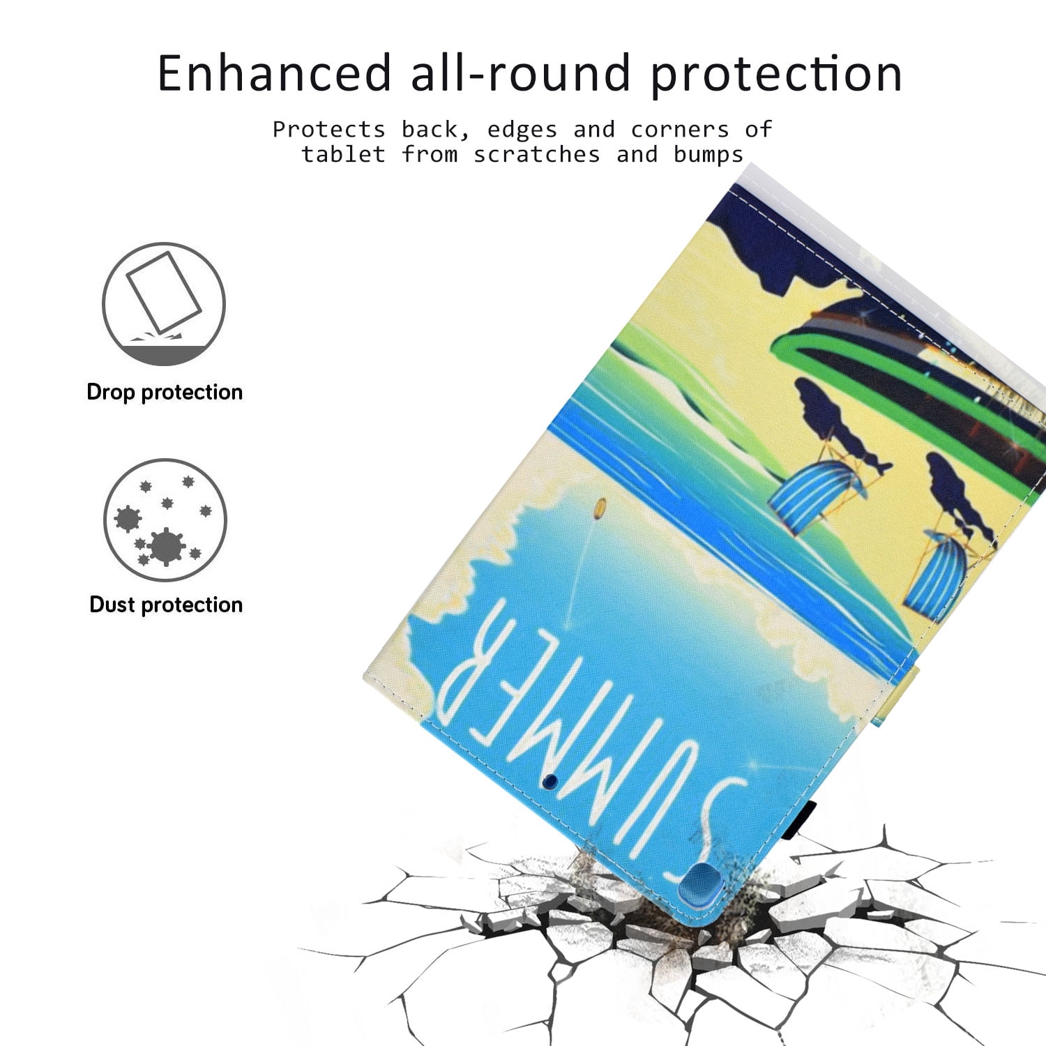 Allytech iPad 10.2" Case Cover with Pencil Holder, PU Leather Slim Shell Flip Multi Angle Stand Auto Sleep Wake Shockproof Full Protection TPU Back Cover for Apple iPad 10.2" 2019, Summer