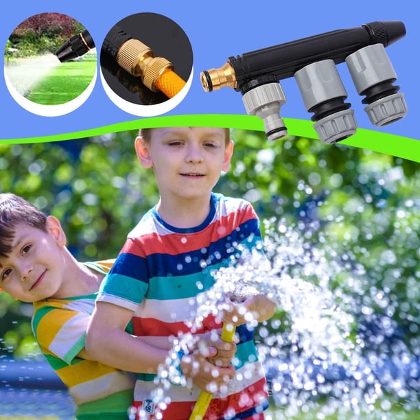 Boquilla metálica de alta presión para manguera de jardín | Rociador de agua ajustable para lavar autos, bañar perros y regar el césped | Control giratorio para un uso fácil | Construcción metálica