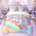 thumbnail image 3 of Manfei Teens Unicorn Bed in a Bag Full size, Rainbow Galaxy Bed Set, Cartoon Theme Reversible Bedding Full Size, Ultra Soft Room Decorative, 7-Piece, 3 of 9