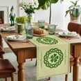 thumbnail image 2 of St. Patrick's Day Celtic Cone Table Runner-72 Inch Long Green Lucky Shamrock on Beige Table Runners Linen Burlap Tablerunner for Kitchen Dining Room Holiday Party, 2 of 9