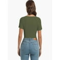 thumbnail image 3 of Womens Summer Short Sleeve T Shirts Slim Fit One Piece Cutout Scoop Neck Going Out Date Night Tops, 3 of 6