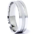 thumbnail image 1 of Bague Alliance Plate Brossée pour Homme 6 mm en Or Blanc 10 K, 1 of 1