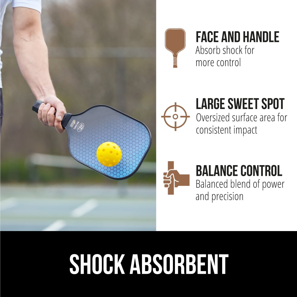 Gorilla Gear Pickleball Paddle Set of 2 with Pickleball Balls, Bag, USAPA Approved Fiberglass Racket, Blue