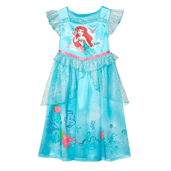 Disney Girls Little Princess Fantasy Gown, Ariel - Ocean Dreams, 4T