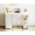 thumbnail image 7 of 40 Inch Small White Computer Desk with 4 Fabric Drawers, Modern Office Desk for Home Office Gaming with Storage Shelves Study, White, 7 of 7