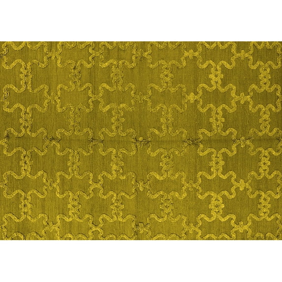 Ahgly Company Machine Washable Indoor Rectangle Oriental Yellow Industrial Area Rugs, 2' x 5'