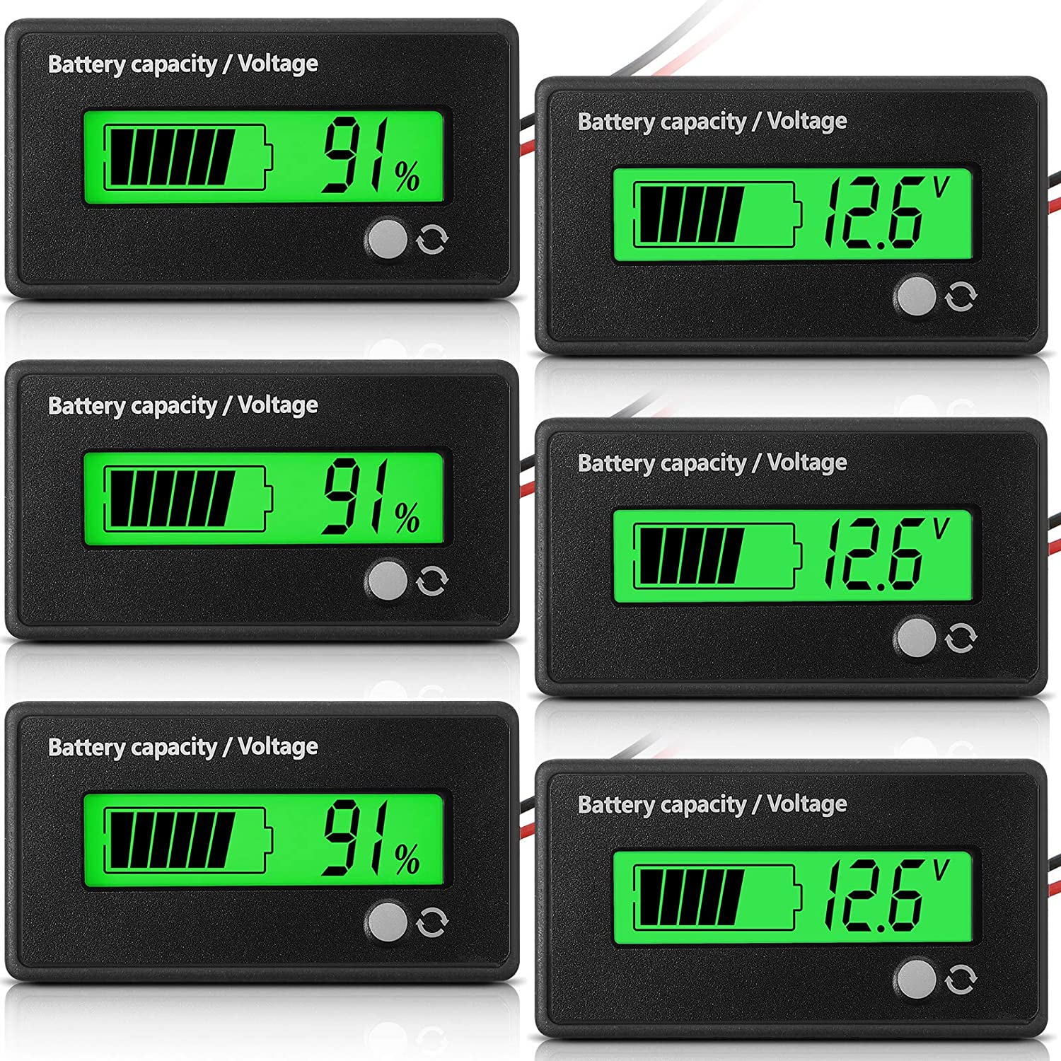 3 Pieces LCD Battery Capacity Monitors Battery Capacity Voltage