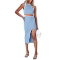 thumbnail image 1 of Vestido PRETTYGARDEN Azul Claro Midi Ajustado con Corte M, 1 of 5