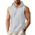 thumbnail image 2 of Men'S Workout Hooded Tank Tops Fashion Muscle Zip Up Sleeveless Hooded Slim Fit Gym Hoodie Light Gray S, 2 of 6