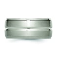 thumbnail image 3 of Titanium Grooved Ridged Edge 10mm Brushed and Polished Band Ring 8.5 Size, 3 of 6
