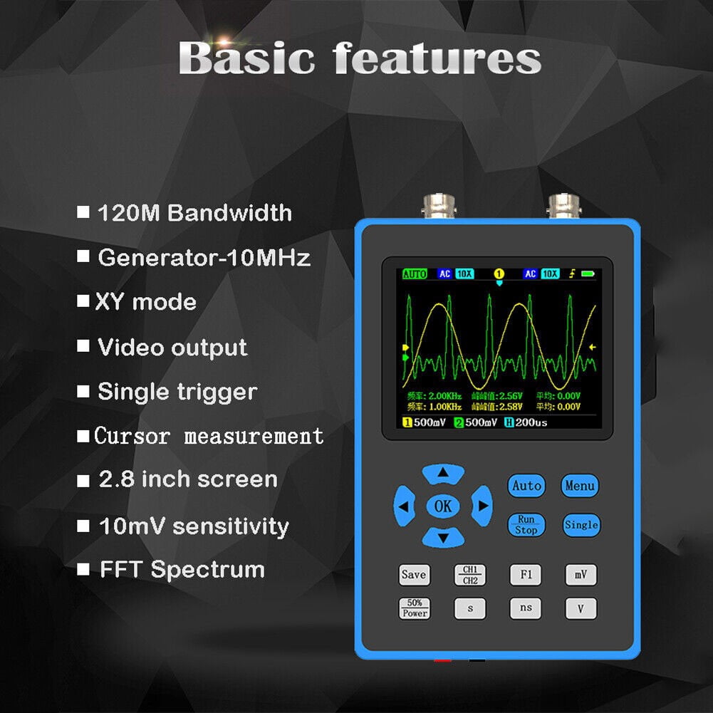 Portable DSO2512G 120M Bandwidth Dual Channel Oscilloscope +FPGA+ADC