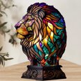 thumbnail image 4 of Lámpara de mesa retro de resina, lámpara de mesa de animales, serie León, delfín, lobo, adorno para el hogar, 4 of 6