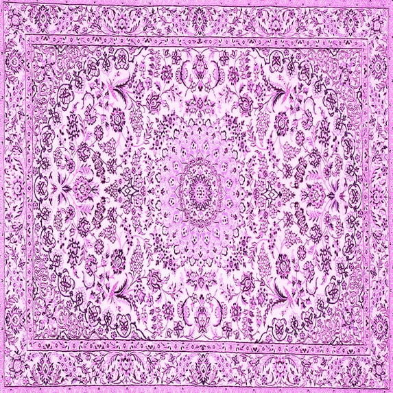 Ahgly Company Indoor Square Medallion Pink Traditional Area Rugs, 5' Square